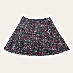 NWT WILFRED Terrasse 100% Silk Floral Mini Skirt Sz 2 Black Confucius